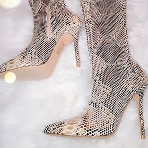 Snake skin tigh high boot